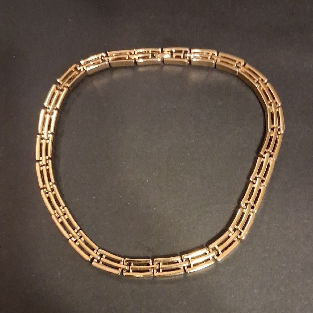 Napier 1980's Gold Tone Brick Link Necklace Womens Excellent Condition